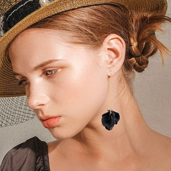 Dangle Petal Tassel Earrings - Picture 4 of 4